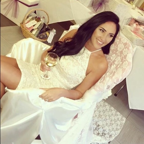 MARCIANO nude and white lace dress Large bridal - Picture 5 of 5